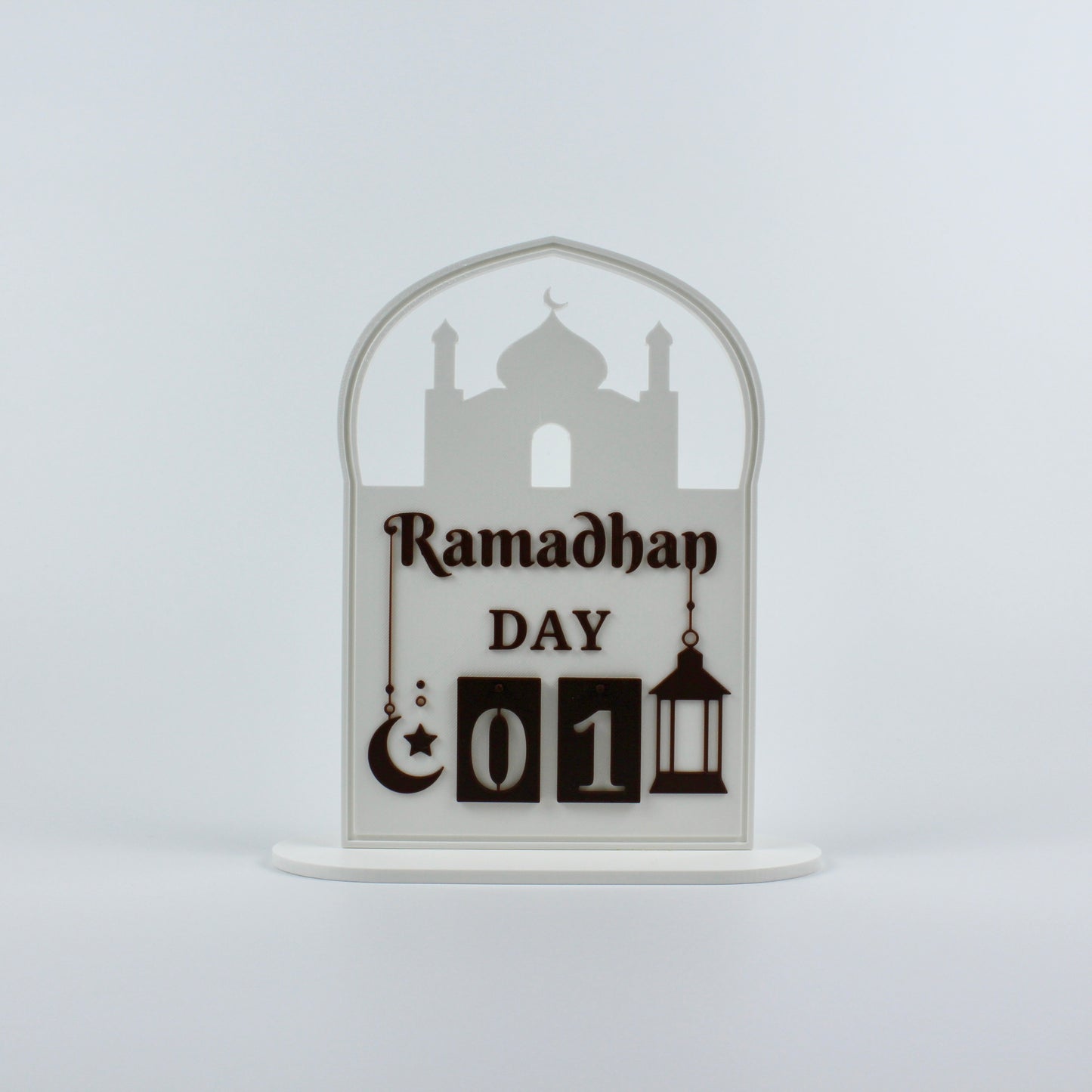 Ramadan Calendar - 3D Printed Islamic Decor with Adjustable Day Display