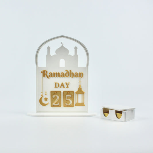 Ramadan Calendar - 3D Printed Islamic Decor with Adjustable Day Display